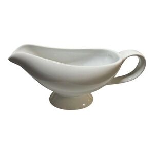 Pottery Barn Great White Porcelain Gravy Boat White Footed Sauce Pitcher